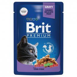 Пауч Brit Premium для кошек, с треской в соусе, 85 г