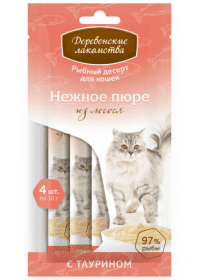 Деревенские лакомства для кошек, нежное пюре из лосося, 4х10 г