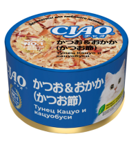 Консерва INABA для кошек, тунец Кацуо c кацуобуси, ЧАО, 85г