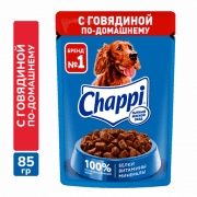 Пауч Chappi для взрослых собак, с говядиной, 85 г