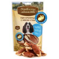 Деревенские лакомства уши кроличьи для собак с мясом утки, 90 г