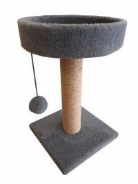 Когтеточка лежанка круглая, джут, серая, 35х35х55 см