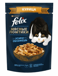 Пауч Purina Felix Мясные ломтики, для взрослых кошек, с курицей, 75 г