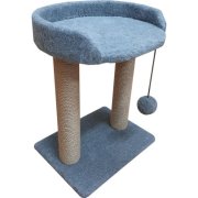 Когтеточка Bast для кошек с овальной полкой, джут, серая, 35х35х55 см