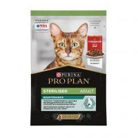 Пауч Purina Pro Plan для взрослых стерилизованных кошек с говядиной в соусе, 85 г