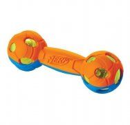 Игрушка NERF для собак, Гантель двухцветная светящаяся оранжевый/синий, 17,5 см