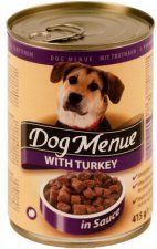 DOG Menu полнорационный консервированный корм для собак, с индейкой, 1240 г