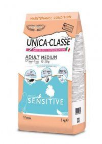 Корм Unica Classe Adult Medium Sensitive для взрослых собак средних пород с чувствительной кожей, тунец, 3 кг