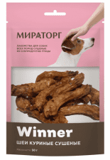 Лакомство сушеное Winner для собак мелких пород и щенков Шейки куриные (мини), 50 г