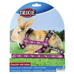Набор "TRIXIE" с рисунком (шлея 25–44 cм / 10 мм + поводок 1,25 м) для кроликов, нейлон