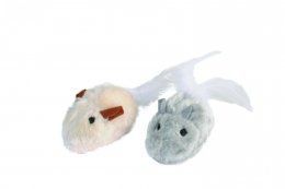 Игрушка Мыши плюшевые с перьями для кошек, 15 см