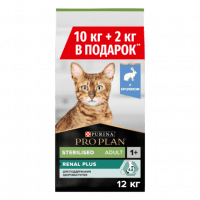 Корм Purina Pro Plan для стерилизованных и кастрированных взрослых кошек всех пород, со вкусом кролика, Sterilised, 10+2 кг