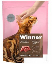 Корм WINNER для взрослых кошек всех пород, с говядиной, 400 г