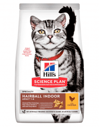 Корм Hill's для взрослых кошек домашнего содержания, Вывод шерсти, с курицей, 1,5 кг