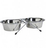 Двойная миска Dogman для животных на подставке, металл, 2х350 мл