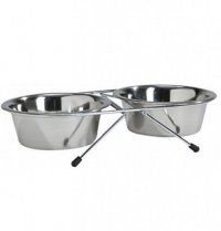 Двойная миска Dogman для животных на подставке, металл, 2х350 мл