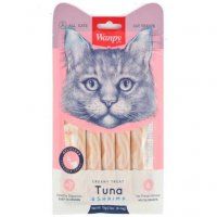 Лакомство Wanpy Cat для кошек «нежное пюре» из тунца и креветок 5 шт