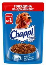Пауч Chappi для взрослых собак, с говядиной, 85 г