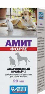 Амит форте капли для собак и кошек при саркоптоидозах и демодекозе, 20 мл
