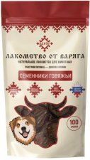 Лакомство ВАРЯГ Семенники говяжья для собак, 100 г