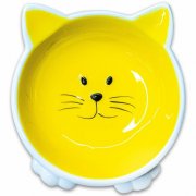 Миска Mr.Kranch Мордочка кошки, керамическая для кошек, на ножках, желтая, 100 мл