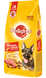 Корм Pedigree для взрослых собак крупных пород, со вкусом говядины, 13 кг