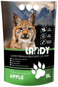 Бентонитовый комкующийся наполнитель с ароматом яблока, LANDY, 4 кг (5 л)