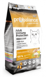 Корм ProBalance Immuno для взрослых кошек, укрепление иммунитета, Курица и индейка, 10 кг