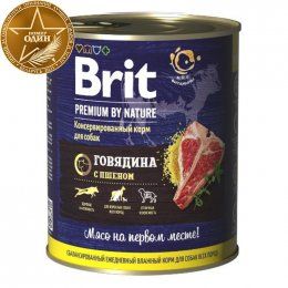 Консервы Brit Premium Dog для взрослых собак, говядина и пшено, 850 г