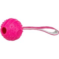 Игрушка Мяч на ремне для собак, резина, розовый, 27 см