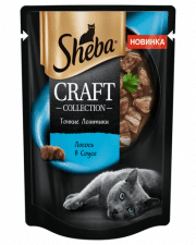 Пауч Sheba® Craft для взрослых кошек, Тонкие ломтики в соусе с лососем, 75 г
