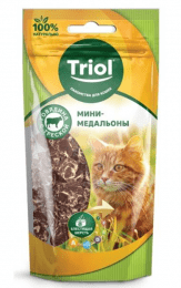 Мини-медальоны Triol для кошек из говядины с треской, 40 г