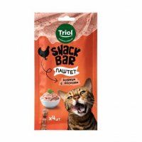 Лакомства Triol, Паштет для кошек из курицы с лососем, SNACK BAR, 40 г