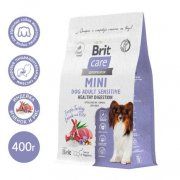 Корм Brit Care для взрослых cобак мини пород с индейкой и ягненком, Sensitive Healthy Digestion, 400 г