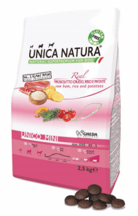 Корм Unica Natura Mini для миниатюрных и маленьких пород собак всех возрастов, ветчина, рис и картофель, 2,5 кг
