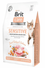 Корм Brit для кошек с чувствительным пищеварением, беззерновой, Care Cat GF Sensitive Healthy Digestion & Delicate Taste, индейка и лосось
