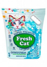 Силикагелевый впитывающий наполнитель с ароматом Морской бриз, Fresh Cat, 2 кг (5 л)