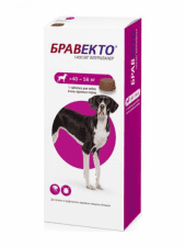 Таблетка Bravecto от блох и клещей для собак от 40 до 56 кг, 1 таблетка, 1400 мг