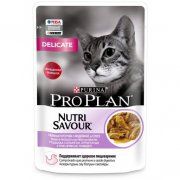 Пауч Purina Pro Plan для взрослых кошек с чувствительным пищеварением с индейкой в соусе, 85 г