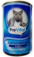 Консервы Prevital для кошек с лососем и форелью в соусе, 415 г