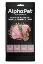 Крем-лакомство AlphaPet для кошек с тунцом и льняным семенем, Superpremium, 48 г