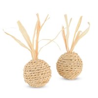 Игрушка Мяч для кошек из кукурузных листьев, NATURAL, d40/90мм (2шт.)