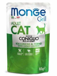 Пауч Monge Cat, для взрослых кошек, с кроликом, Grill, 85 г