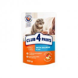 Пауч Club 4 Paws для кошек, с лососем в желе, 100г