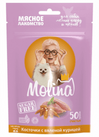 Лакомство Molina для собак мелких пород и щенков, Косточки с вяленой курицей, 50 г