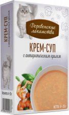 Паучи Деревенские лакомства для кошек, Крем-суп с антарктическим крилем, 4 шт, 140 г