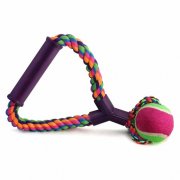 Игрушка Верёвка с ручкой, мяч, для собак, d65/250мм