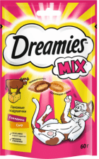 Лакомство Dreamies для взрослых кошек с говядиной и сыром, MIX, 60 г