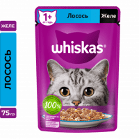 Пауч Whiskas для взрослых кошек, желе с лососем, 75 г