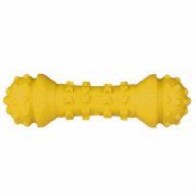 Игрушка Гантель дентальная для собак с ароматом сливок, желтая, 18 см